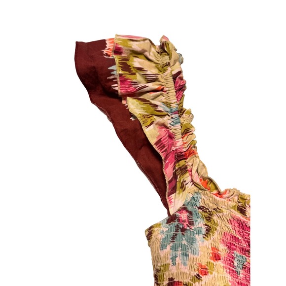 House of Harlow 1960 Zoey Smocked Floral Maxi‎ Dress Flutter Sleeve Boho Size S - Picture 9 of 16